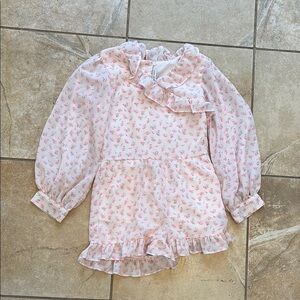 Janie and Jack Floral Ruffle Long Sleeve Romper